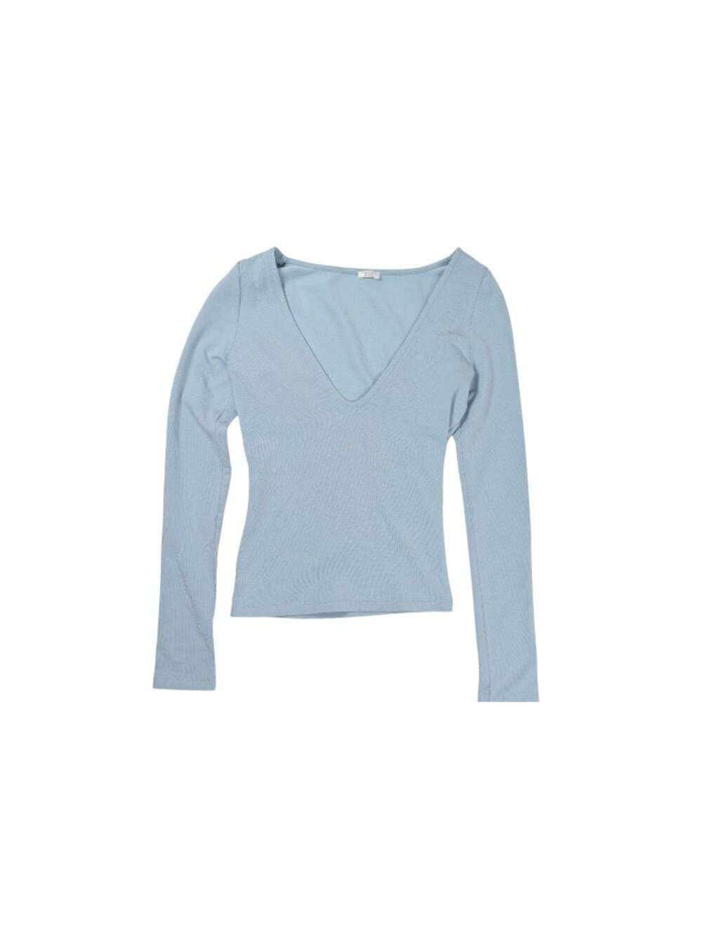 CSB V Neck Long Sleeve Top in Dusty Blue